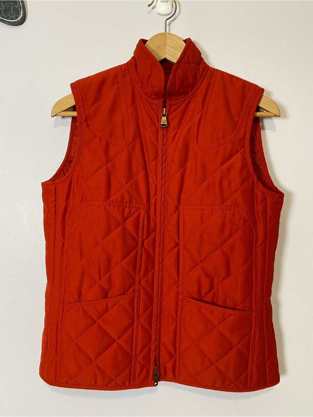 Lauren Ralph Lauren Women's Vest Medium Quilted Orange